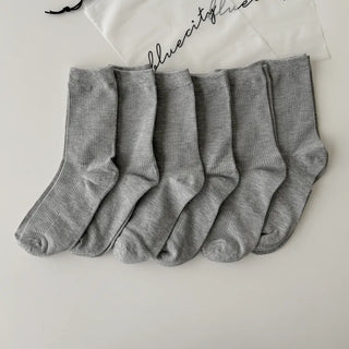 20cm Ribbed Stretchy Basic Daily Mid-Length Socks Set