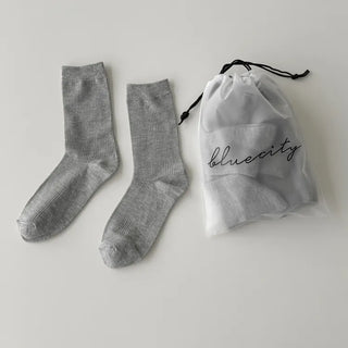 20cm Ribbed Stretchy Basic Daily Mid-Length Socks Set