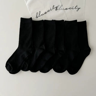20cm Ribbed Stretchy Basic Daily Mid-Length Socks Set