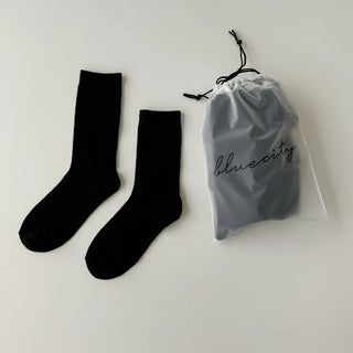 20cm Ribbed Stretchy Basic Daily Mid-Length Socks Set