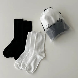 20cm Ribbed Stretchy Basic Daily Mid-Length Socks Set