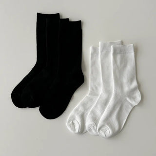 20cm Ribbed Stretchy Basic Daily Mid-Length Socks Set