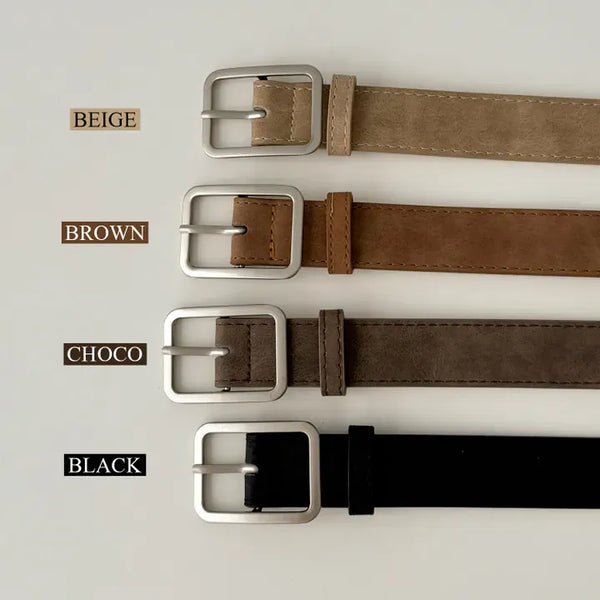 Square Suede Bold Leather Belt