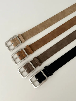 Square Suede Bold Leather Belt
