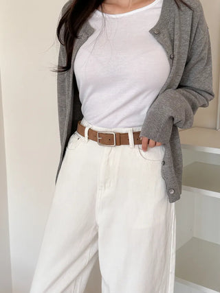 Square Suede Bold Leather Belt
