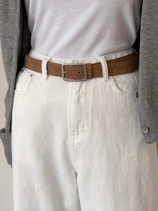 Square Suede Bold Leather Belt
