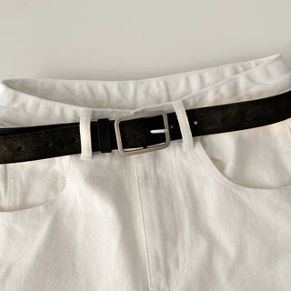 Square Suede Bold Leather Belt
