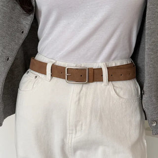Square Suede Bold Leather Belt