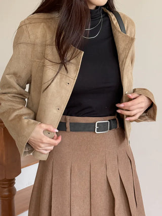 Square Suede Bold Leather Belt
