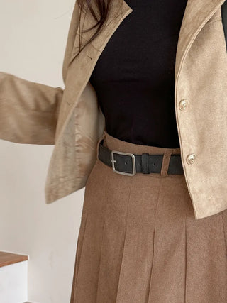Square Suede Bold Leather Belt