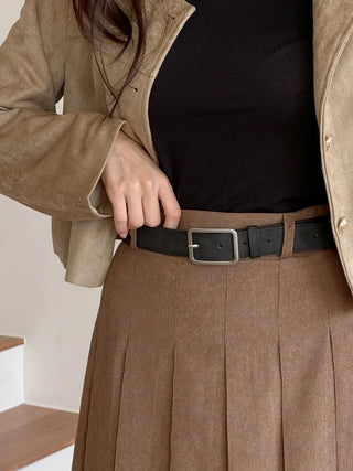 Square Suede Bold Leather Belt