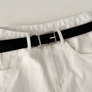 Square Suede Bold Leather Belt