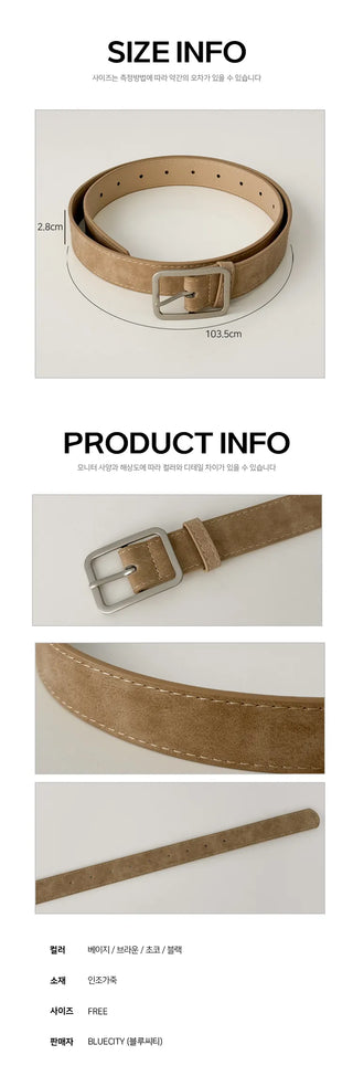 Square Suede Bold Leather Belt