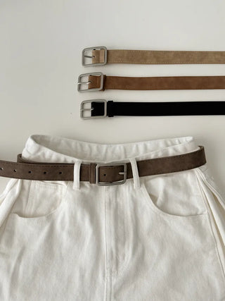 Square Suede Bold Leather Belt