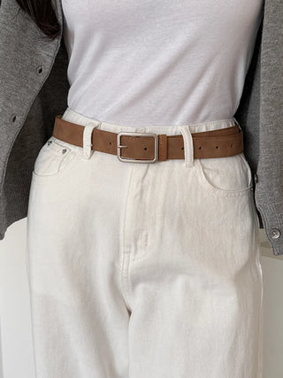 Square Suede Bold Leather Belt
