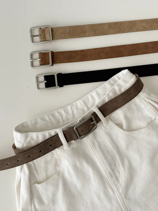 Square Suede Bold Leather Belt