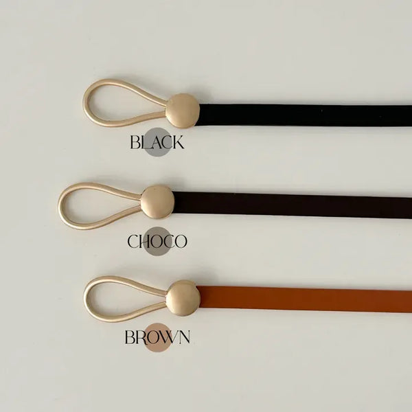 Gold Loop Knot Slim Thin Leather Belt