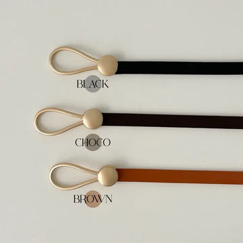 Gold Loop Knot Slim Thin Leather Belt