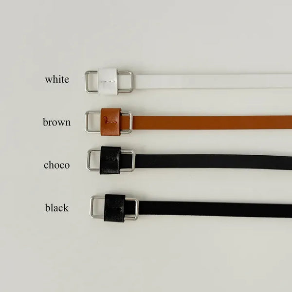 Pie Slim Line Silver Leather Thin Belt