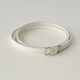 Pie Slim Line Silver Leather Thin Belt