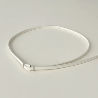 Pie Slim Line Silver Leather Thin Belt