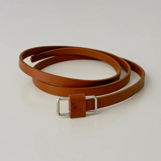 Pie Slim Line Silver Leather Thin Belt