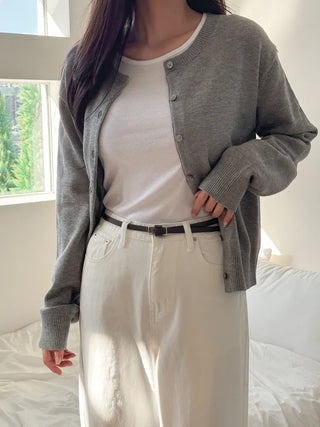 Pie Slim Line Silver Leather Thin Belt