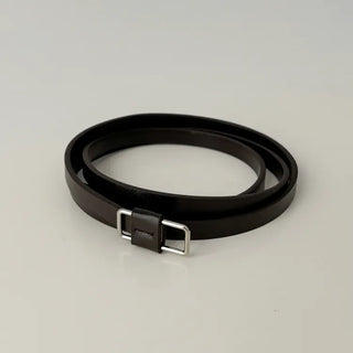 Pie Slim Line Silver Leather Thin Belt