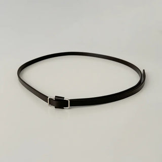 Pie Slim Line Silver Leather Thin Belt