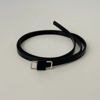 Pie Slim Line Silver Leather Thin Belt