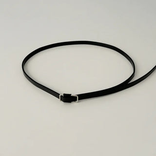 Pie Slim Line Silver Leather Thin Belt