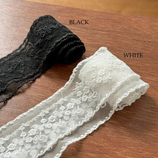 Vine Flower Embroidered Lace Long Scarf