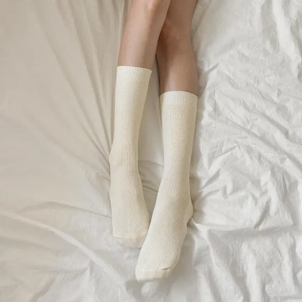 Two-Bell Ribbed Knee Socks Long/Short Daily Mid-Length Socks