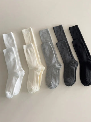Two-Bell Ribbed Knee Socks Long/Short Daily Mid-Length Socks