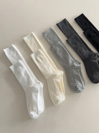 Two-Bell Ribbed Knee Socks Long/Short Daily Mid-Length Socks