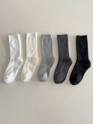 Two-Bell Ribbed Knee Socks Long/Short Daily Mid-Length Socks