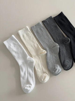 Two-Bell Ribbed Knee Socks Long/Short Daily Mid-Length Socks