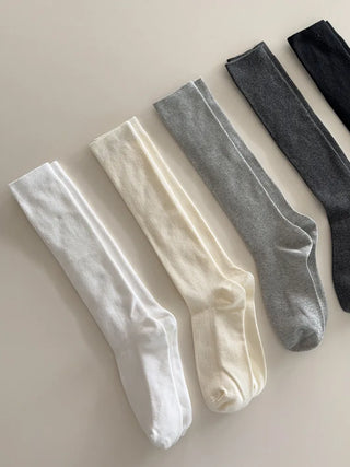 Two-Bell Ribbed Knee Socks Long/Short Daily Mid-Length Socks