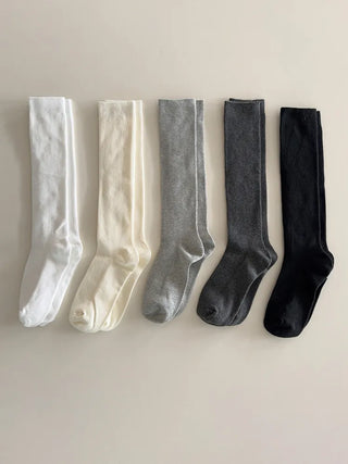 Two-Bell Ribbed Knee Socks Long/Short Daily Mid-Length Socks