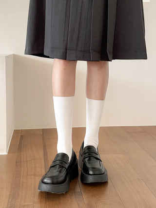 Two-Bell Ribbed Knee Socks Long/Short Daily Mid-Length Socks