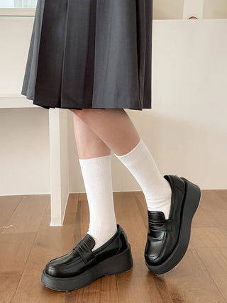 Two-Bell Ribbed Knee Socks Long/Short Daily Mid-Length Socks