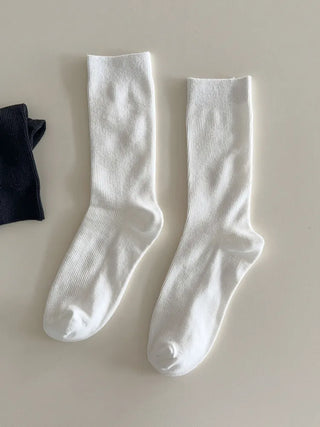 Two-Bell Ribbed Knee Socks Long/Short Daily Mid-Length Socks