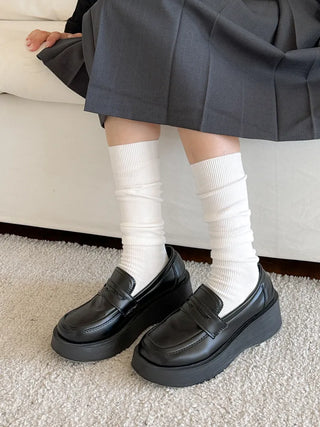 Two-Bell Ribbed Knee Socks Long/Short Daily Mid-Length Socks