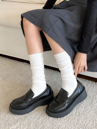 Two-Bell Ribbed Knee Socks Long/Short Daily Mid-Length Socks