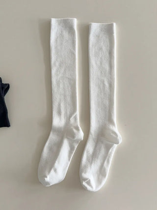 Two-Bell Ribbed Knee Socks Long/Short Daily Mid-Length Socks