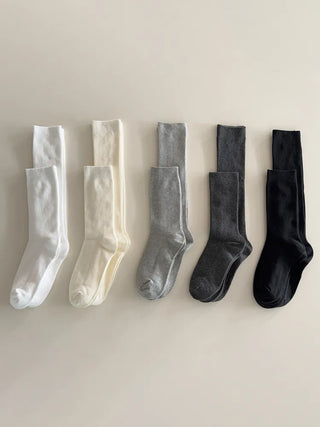 Two-Bell Ribbed Knee Socks Long/Short Daily Mid-Length Socks