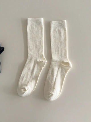 Two-Bell Ribbed Knee Socks Long/Short Daily Mid-Length Socks