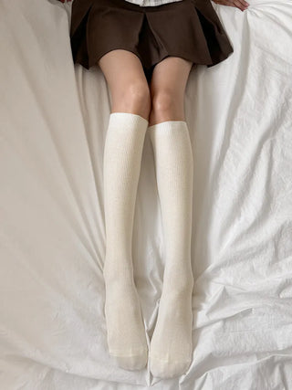 Two-Bell Ribbed Knee Socks Long/Short Daily Mid-Length Socks