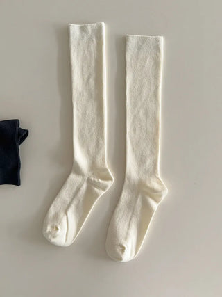 Two-Bell Ribbed Knee Socks Long/Short Daily Mid-Length Socks