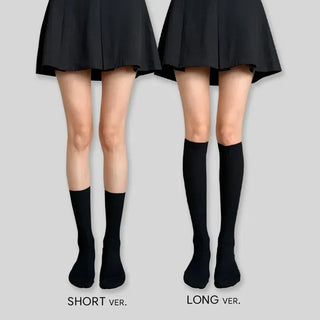 Two-Bell Ribbed Knee Socks Long/Short Daily Mid-Length Socks